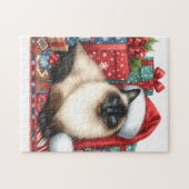 Santa Siamese Katze Weihnachten  Puzzle (Horizontal)