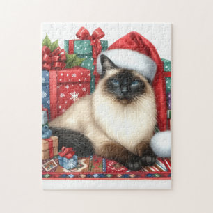 Santa Siamese Katze Weihnachten Puzzle