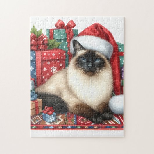 Santa Siamese Katze Weihnachten  Puzzle (Vertikal)