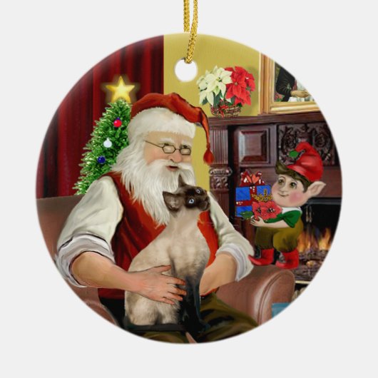 Santa - Siegel Point Siamese Keramikornament (Vorne)