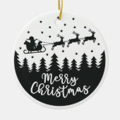 Santa Silhouette Frohe Weihnachtsfeier Keramik Orn Ornament (Vorne)