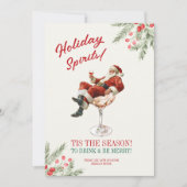 Santa Sitting Martini Glass Holiday Invitation Einladung (Vorderseite)