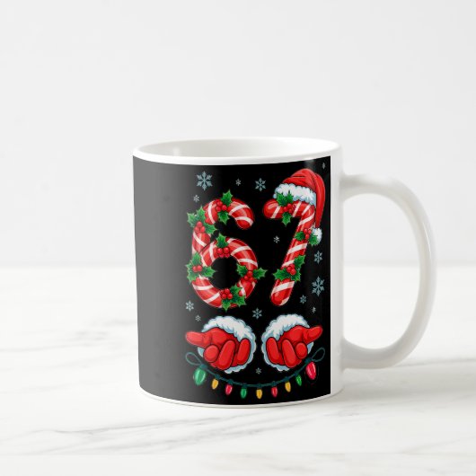 Santa Six Seven 67 Meme Christmas 67 Candy Cane Ki Kaffeetasse (Rechts)