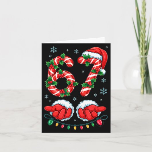 Santa Six Seven 67 Meme Christmas 67 Candy Cane Ki Karte (Vorderseite)