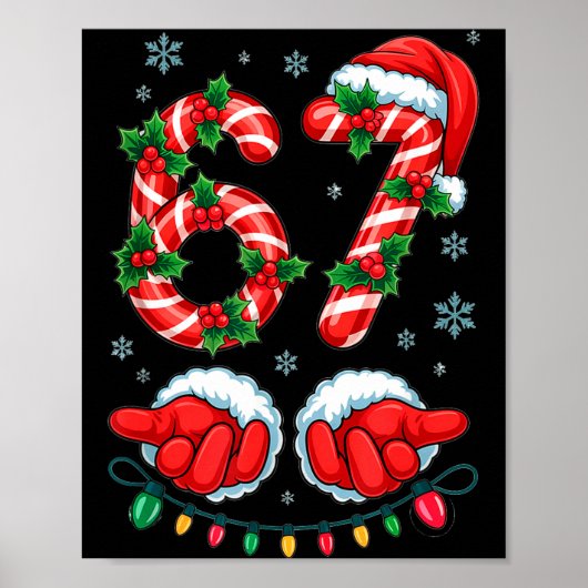 Santa Six Seven 67 Meme Christmas 67 Candy Cane Ki Poster (Vorne)