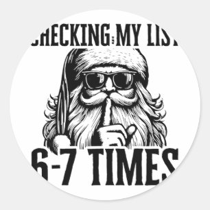 Santa Six Seven 6 7 Meme Lustiges Weihnachten Feie Runder Aufkleber