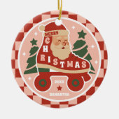 Santa Skate | Retro Roller Skaten Weihnachten Keramik Ornament (Vorne)