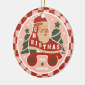 Santa Skate | Retro Roller Skaten Weihnachten Keramik Ornament (Links)