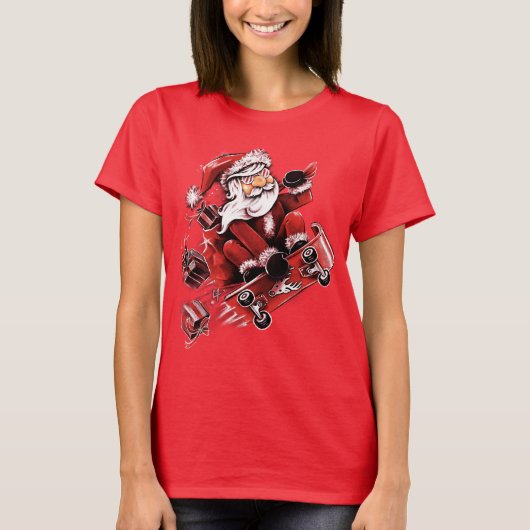 Santa Skateboard T-Shirt (Vorderseite)