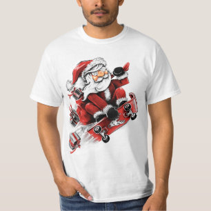 Santa Skateboarding T-Shirt