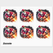 Santa Skateboarding Tricks im Freien Quadratischer Aufkleber (Blatt)