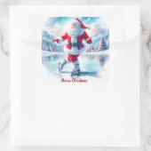 Santa Skaten in einem Winterwunderland Quadratischer Aufkleber (Tasche)