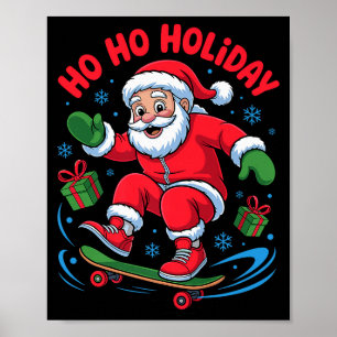 Santa Skater Skateboardliebhaber Lustiges Weihnach Poster