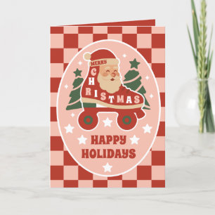 Santa Skates Retro-Rollschuh-Weihnachten Feiertagskarte