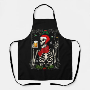 Santa Skeleton Drinking Bier Retro Frohe Weihnacht Schürze