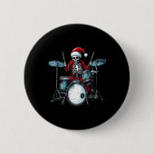 Santa Skeleton Drum Drummer Percussionist Button (Vorderseite)