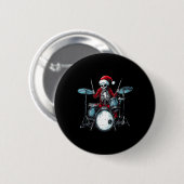 Santa Skeleton Drum Drummer Percussionist Button (Vorne & Hinten)