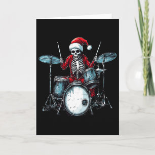 Santa Skeleton Drum Drummer Percussionist Karte