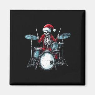 Santa Skeleton Drum Drummer Percussionist Magnet