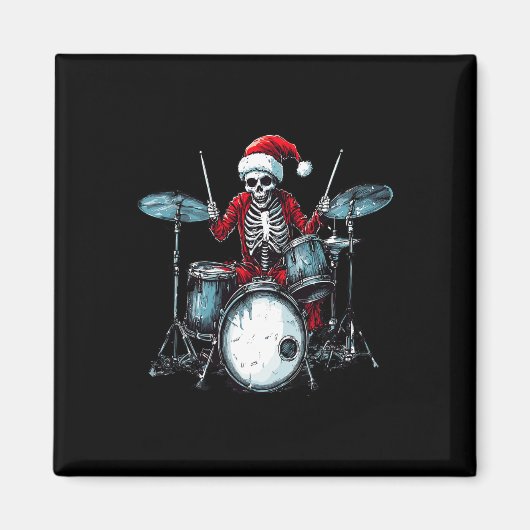 Santa Skeleton Drum Drummer Percussionist Magnet (Vorne)