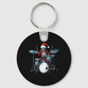 Santa Skeleton Drum Drummer Percussionist Schlüsselanhänger