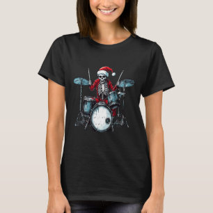 Santa Skeleton Drum Drummer Percussionist T-Shirt
