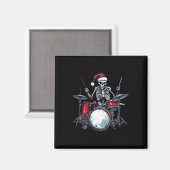 Santa Skeleton Drum Percussionist Drummer Magnet (Vorderseite/Rückseite)