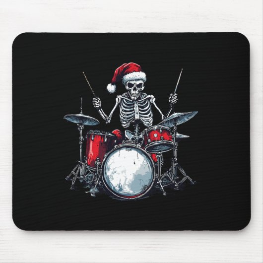 Santa Skeleton Drum Percussionist Drummer Mousepad (Vorne)