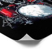 Santa Skeleton Drum Percussionist Drummer Poster (Ecke)