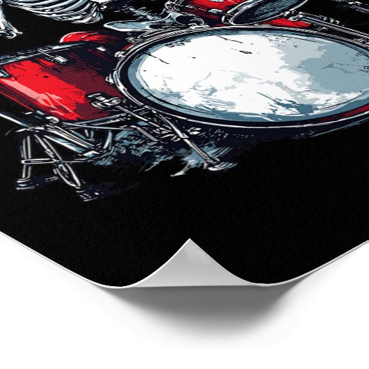 Santa Skeleton Drum Percussionist Drummer Poster (Ecke)