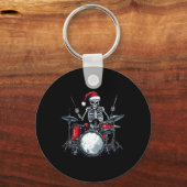 Santa Skeleton Drum Percussionist Drummer Schlüsselanhänger (Vorderseite)