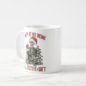 Santa Skeleton with Cat Holiday Snark Kaffeetasse (Vorderseite Links)