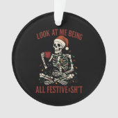Santa Skeleton with Cat Holiday Snark Ornament (Vorderseite)