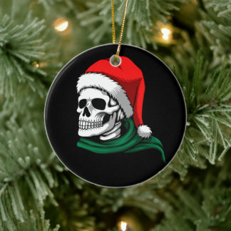 Santa-Skelett auf Weihnachtsbaumanhänger Keramik Ornament
