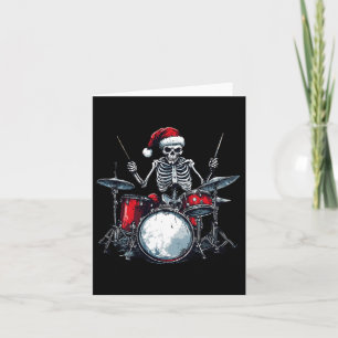 Santa Skelett spielt Schlagzeug Percussionist Drum Karte