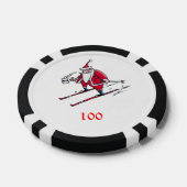 Santa Skiing Black 100 gestreifter Poker Chip (Einzeln)