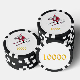 Santa Skiing Black gold 10000 gestreifter Poker Ch Pokerchips