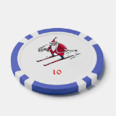 Santa Skiing Blue 10 gestreifter Poker Chip (Einzeln)