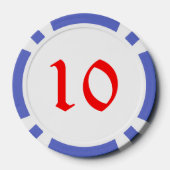 Santa Skiing Blue 10 gestreifter Poker Chip (Rückseite)
