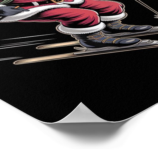 Santa Skiing Down Snowy Slopes Poster (Ecke)