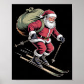 Santa Skiing Down Snowy Slopes Poster (Vorne)