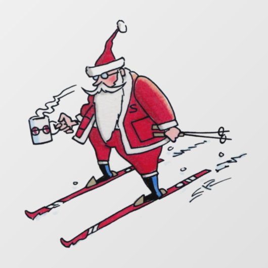 Santa Skiing Gau-Tu-Fensterheber Fensteraufkleber (Blatt)
