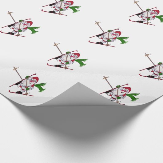 Santa Skiing Geschenkpapier (Ecke)
