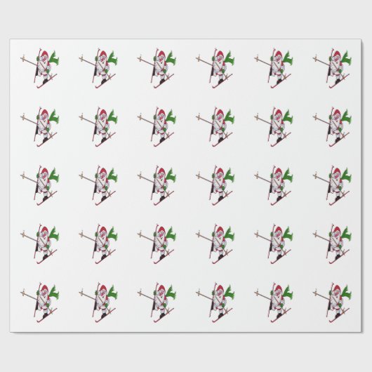 Santa Skiing Geschenkpapier (Flach)