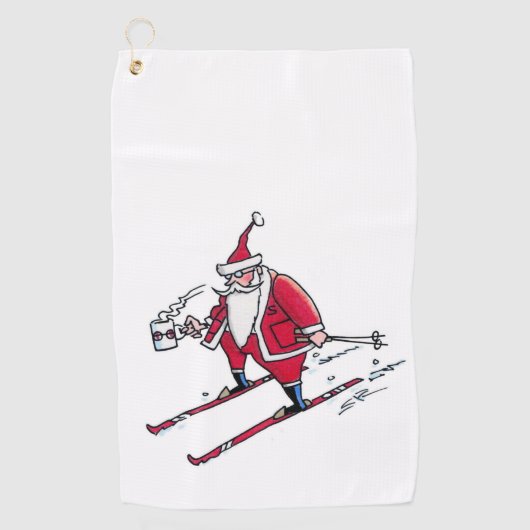 Santa Skiing Golf Handtuch (Vorderseite)