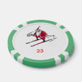 Santa Skiing Green 25 gestreifter Poker Chip (Einzeln)