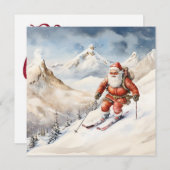 Santa Skiing Grußkarte Feiertagskarte (Vorne/Hinten)