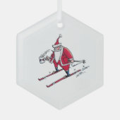 Santa Skiing hexagon glass ornament (Vorderseite)