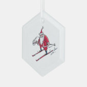 Santa Skiing hexagon glass ornament (Vorderseite Links)