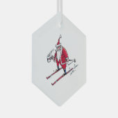 Santa Skiing hexagon glass ornament (Vorderseite Rechts)